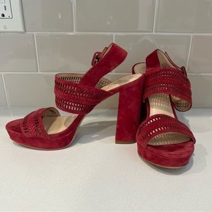 Vince Camuto Red Suede Sandal Heels